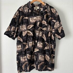 Island Shores TropicalHawaiian Stamp Print Short Sleeve Button Up Shirt